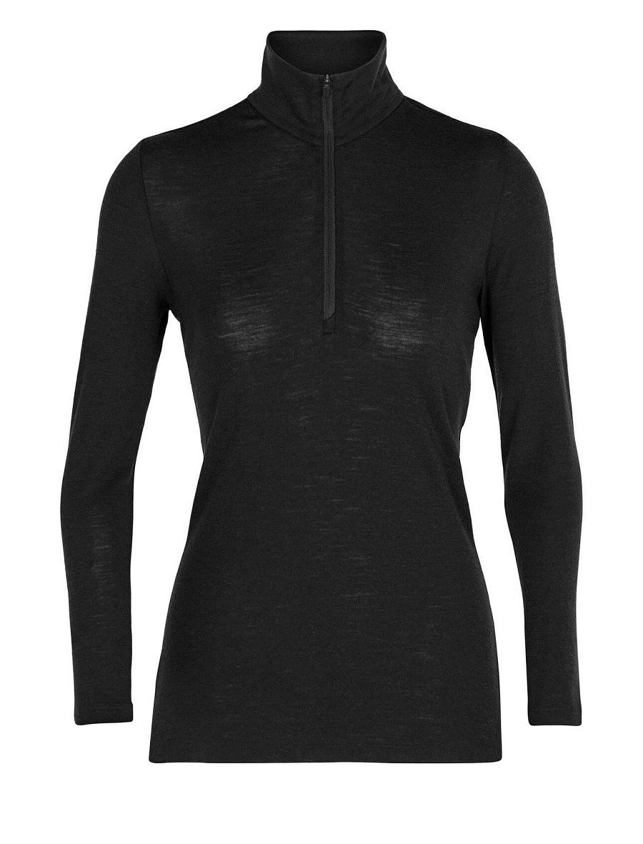 Black Women's Icebreaker Merino 175 Everyday Long Sleeve Half Zip Thermal Top Base Layers | USA 1863FDNM